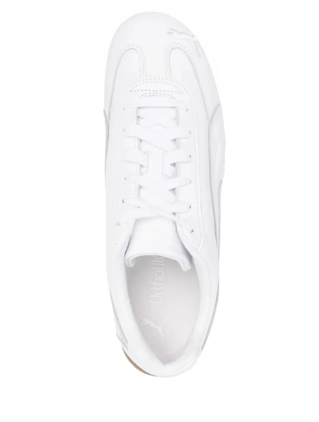 White Low-Profile Sneakers with Gum-Tone Sole