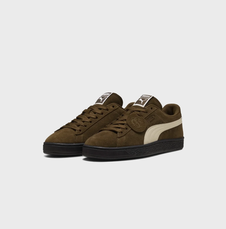 PUMA Brown & Cream Low-Top Sneakers with Black Sole