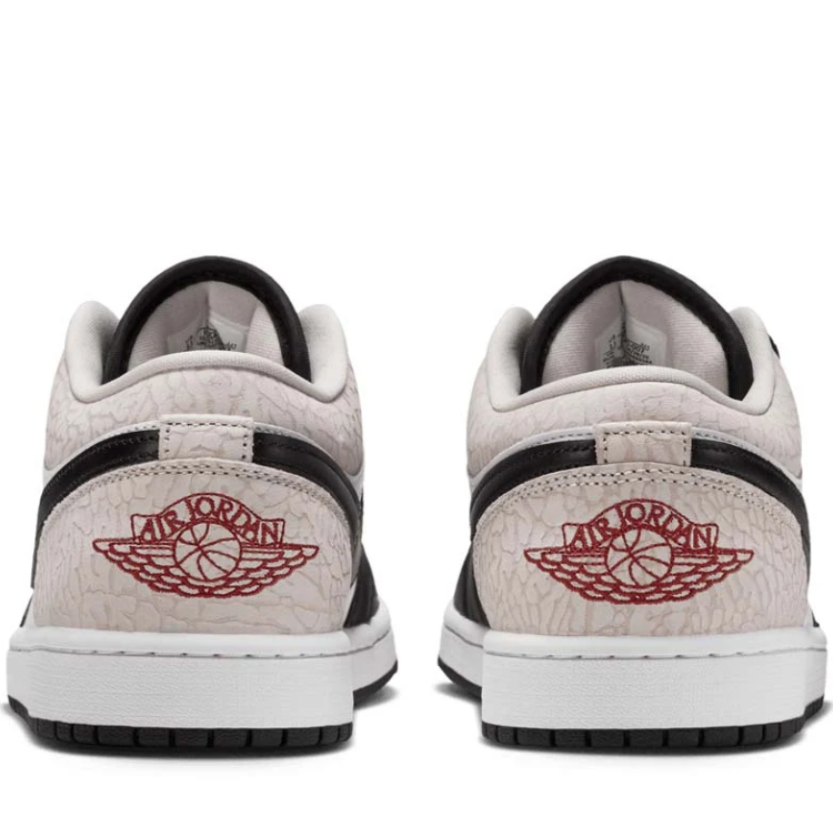 Air Jordan Black & White Low-Top Sneakers with Cream Textured Heel