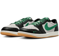 Air Jordan Black & White Low-Top Sneakers with Green Accents & Gum Sole