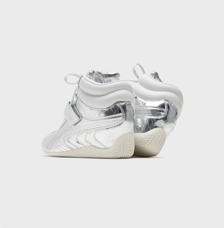 PUMA Metallic Silver High-Top Strap Sneakers