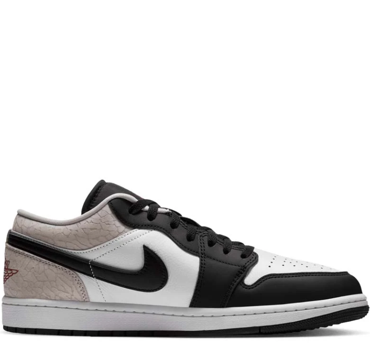 Air Jordan Black & White Low-Top Sneakers with Cream Textured Heel