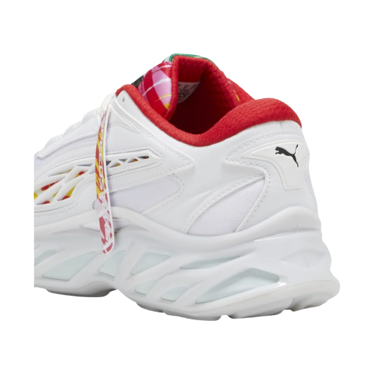 PUMA White Chunky Sneakers with Red & Multicolor Accents
