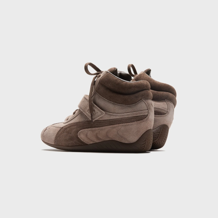 PUMA Taupe & Brown High-Top Strap Sneakers