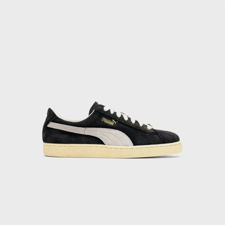 PUMA Black & White Low-Top Sneakers with Cream Sole