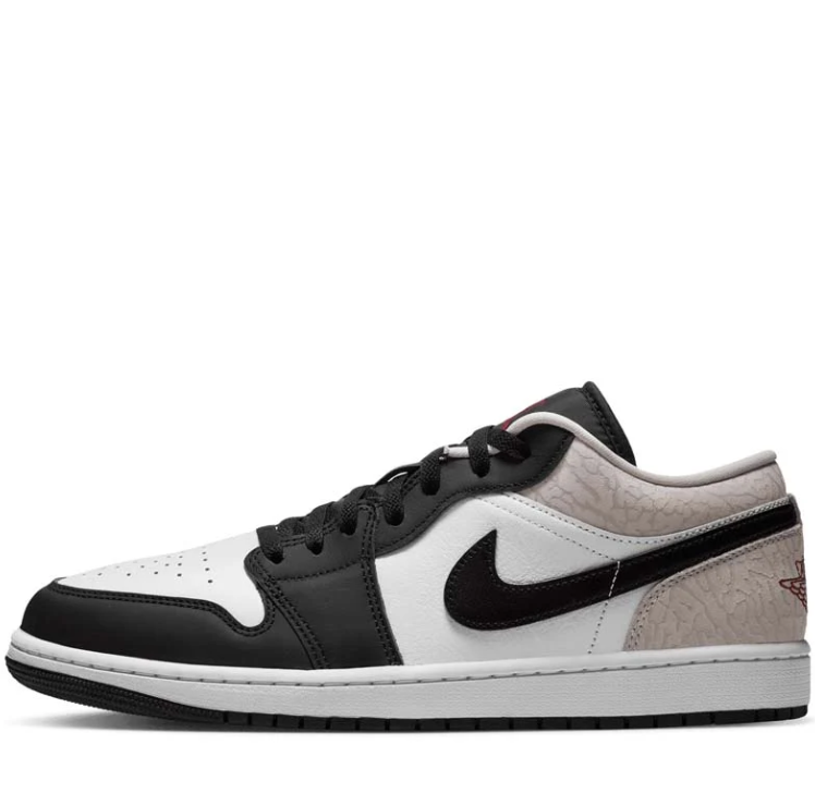 Air Jordan Black & White Low-Top Sneakers with Cream Textured Heel