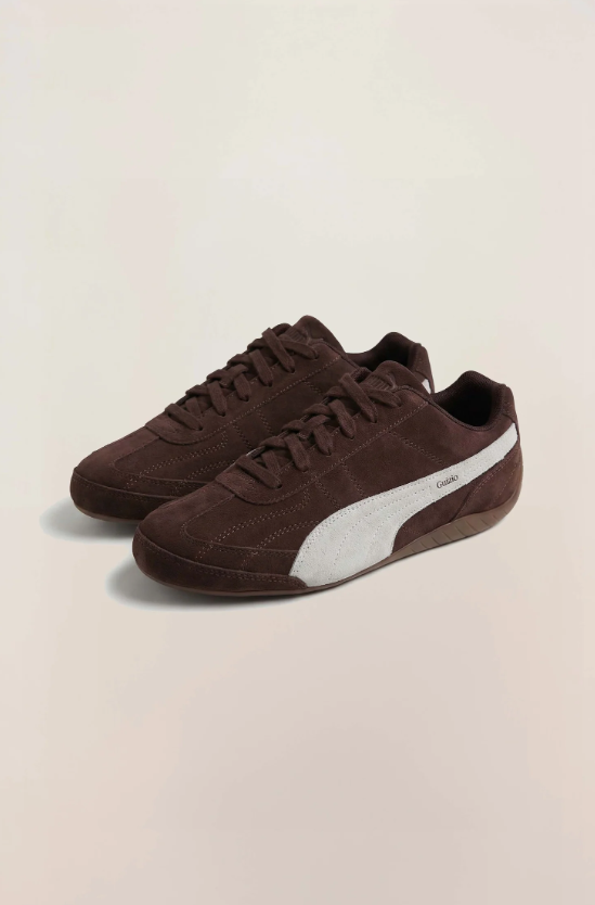 PUMA x Guizio Brown & White Low-Top Sneakers