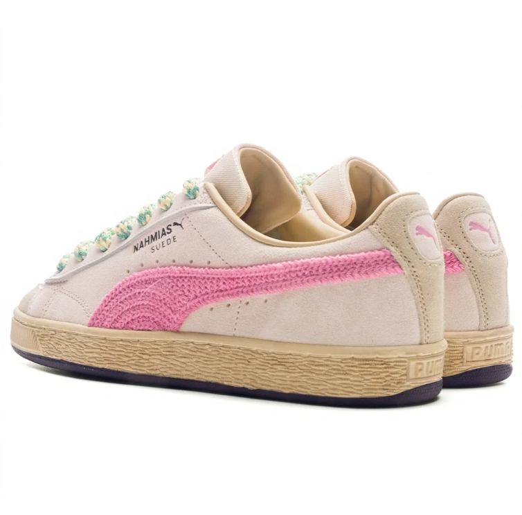 PUMA x NAHMIAS Suede Cream & Pink Low-Top Sneakers