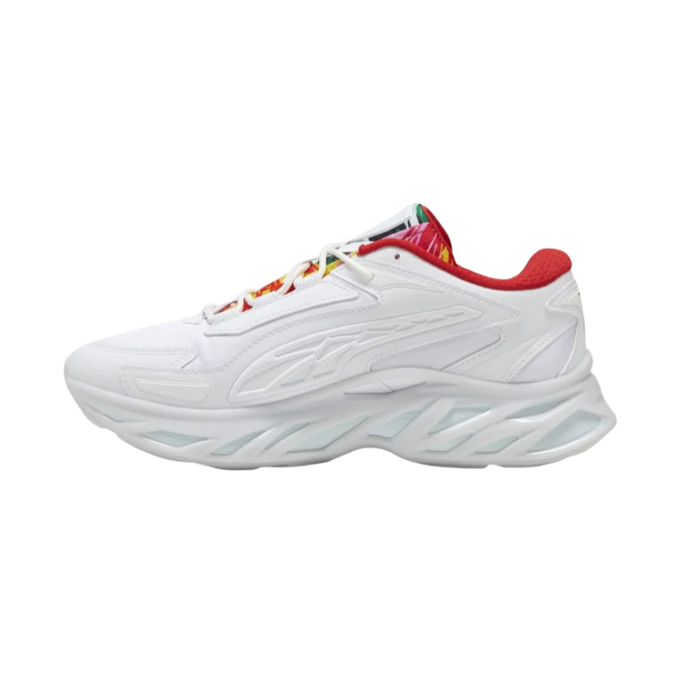 PUMA White Chunky Sneakers with Red & Multicolor Accents