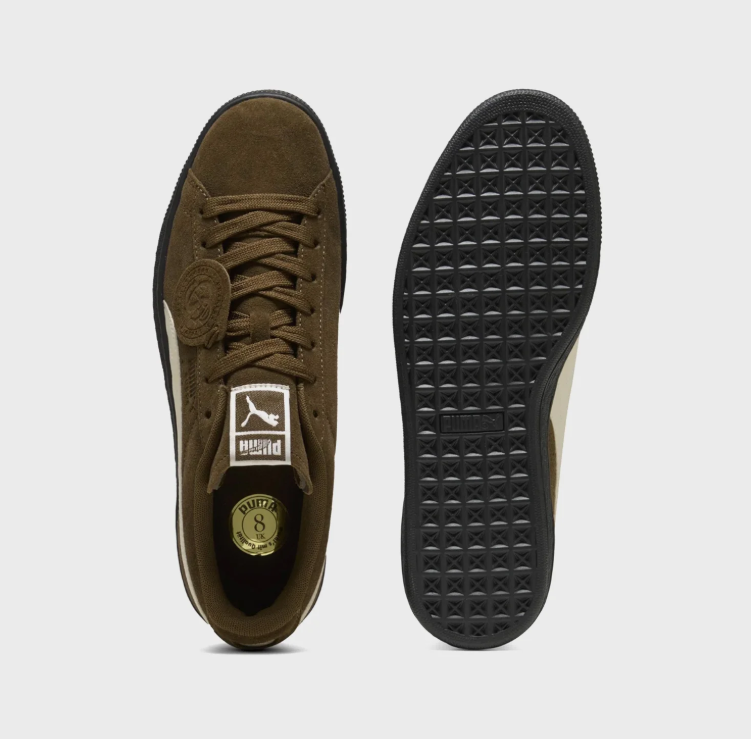PUMA Brown & Cream Low-Top Sneakers with Black Sole