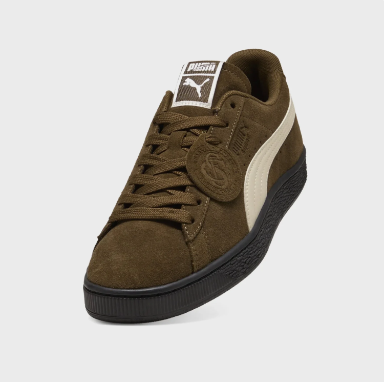 PUMA Brown & Cream Low-Top Sneakers with Black Sole