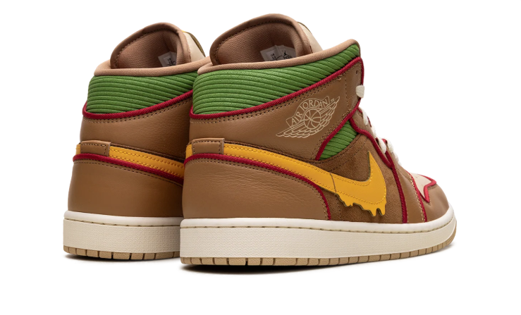 Air Jordan Brown High-Top Sneakers with Yellow Drip Swoosh
