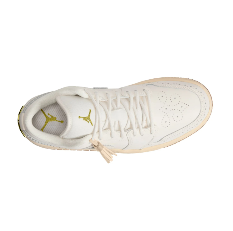 Air Jordan Cream Low-Top Sneakers with Tassel & Gold Accents