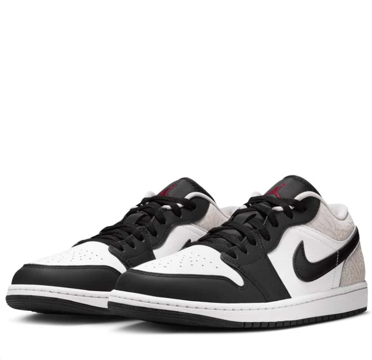 Air Jordan Black & White Low-Top Sneakers with Cream Textured Heel