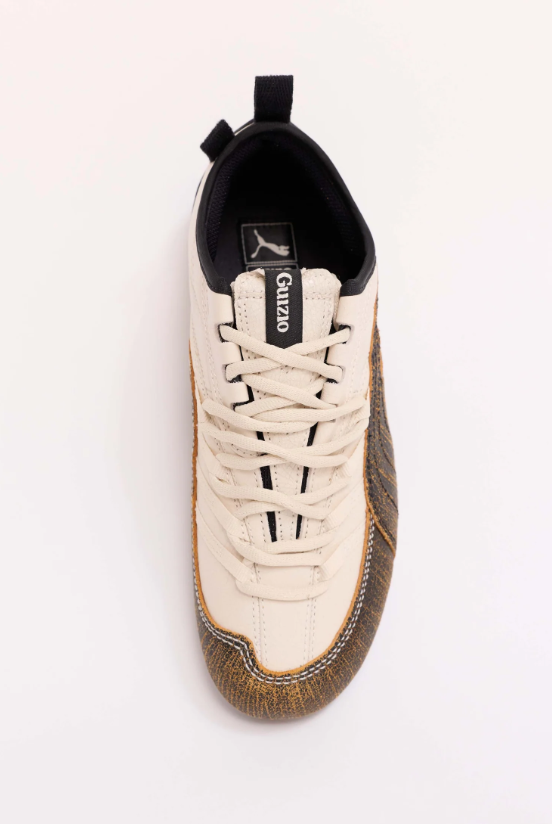 PUMA Cream & Brown Textured Low-Top Sneakers