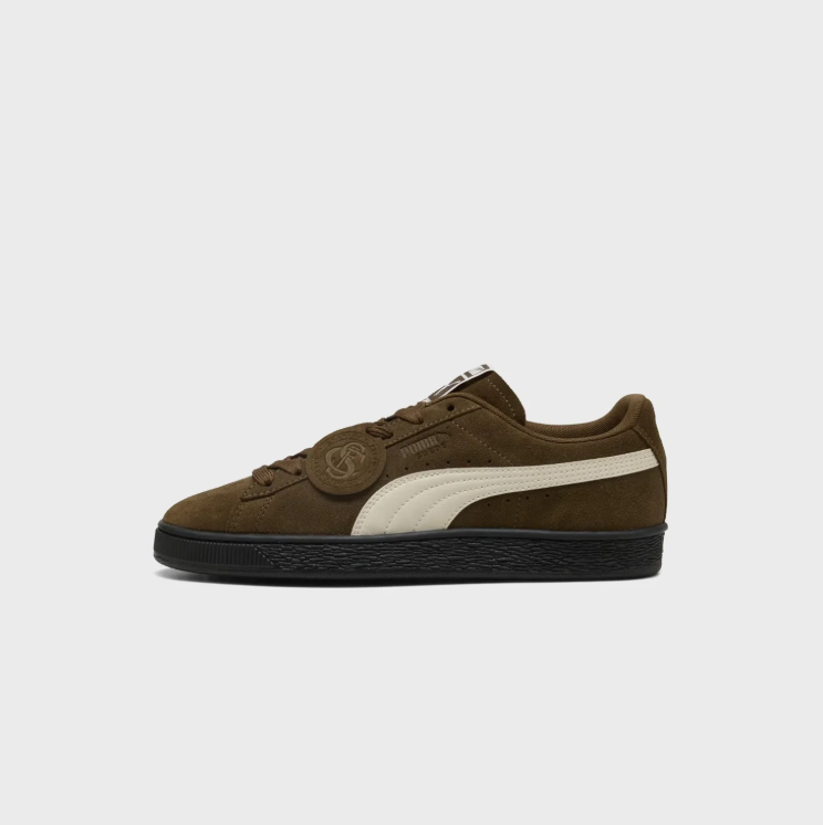 PUMA Brown & Cream Low-Top Sneakers with Black Sole