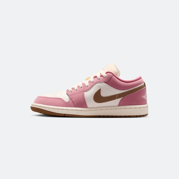 Air Jordan Rose Pink & Cream Low-Top Sneakers with Gum Sole