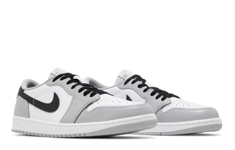Air Jordan Light Grey, White & Black Low-Top Sneakers