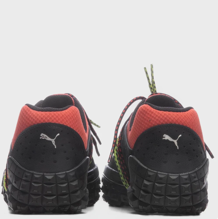 PUMA Black and Red Sneakers with Neon Rope Laces