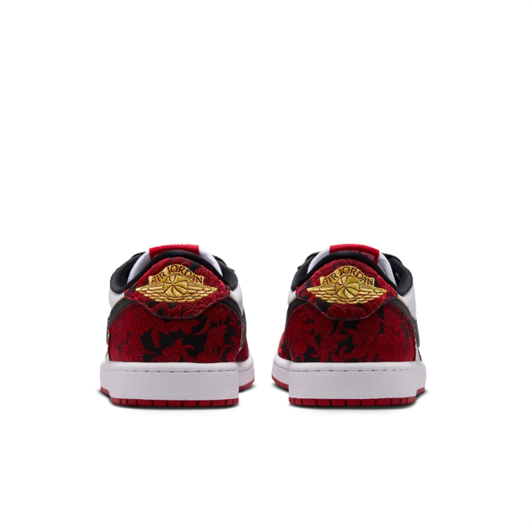 Air Jordan Red & White Patterned Low-Top Sneakers with Gold Accents