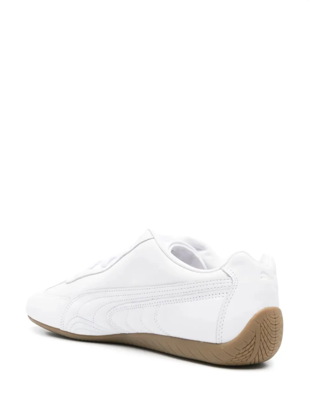 White Low-Profile Sneakers with Gum-Tone Sole