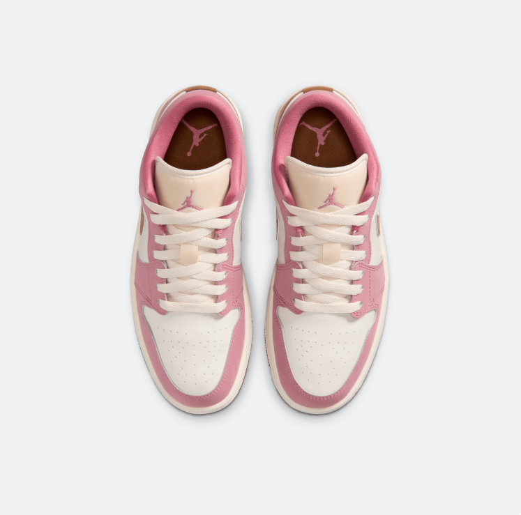 Air Jordan Rose Pink & Cream Low-Top Sneakers with Gum Sole