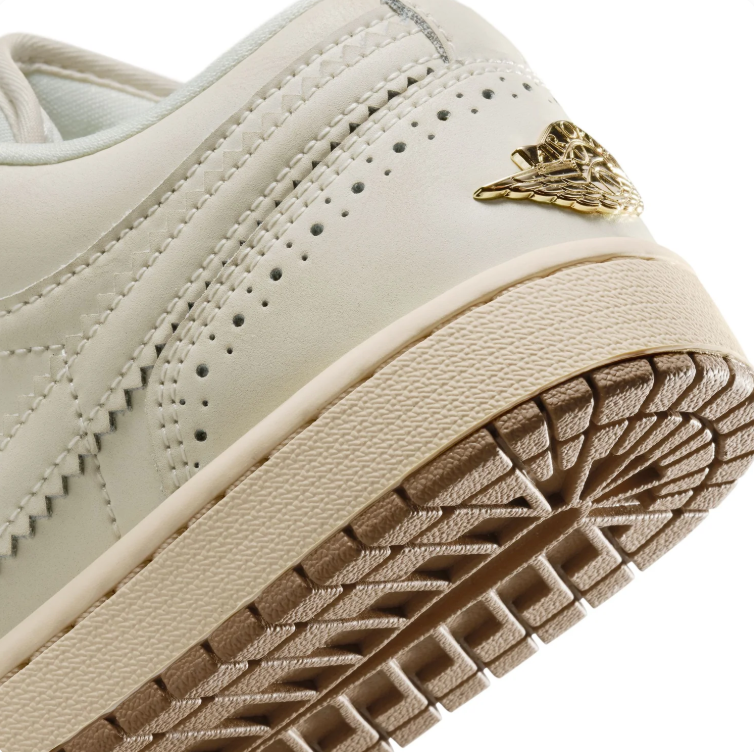 Air Jordan Cream Low-Top Sneakers with Tassel & Gold Accents