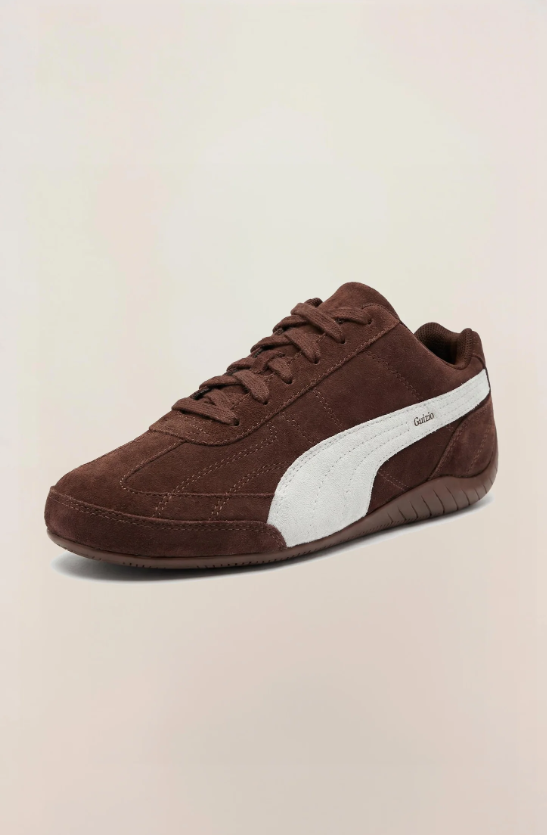 PUMA x Guizio Brown & White Low-Top Sneakers