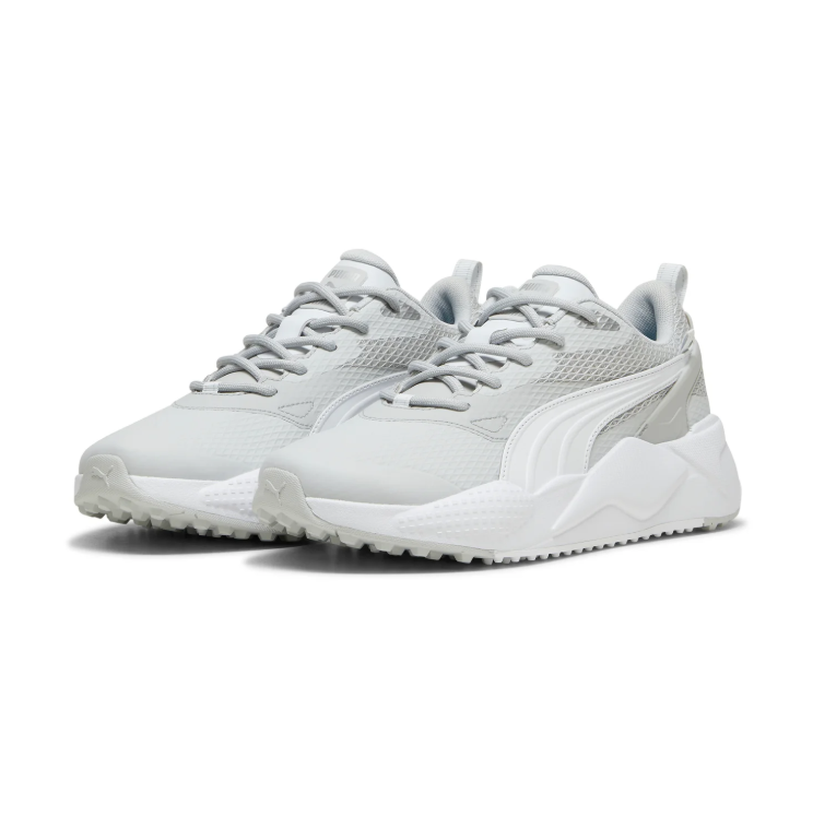 PUMA Light Grey & White Mesh-Panel Chunky Sneakers
