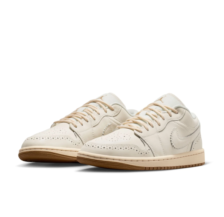 Air Jordan Cream Low-Top Sneakers with Tassel & Gold Accents