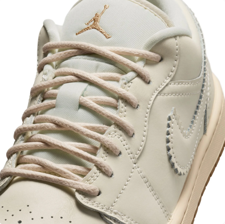 Air Jordan Cream Low-Top Sneakers with Tassel & Gold Accents