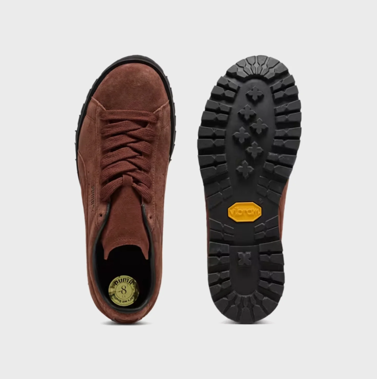 PUMA Rust Brown Low-Top Sneakers with Black Lug Sole