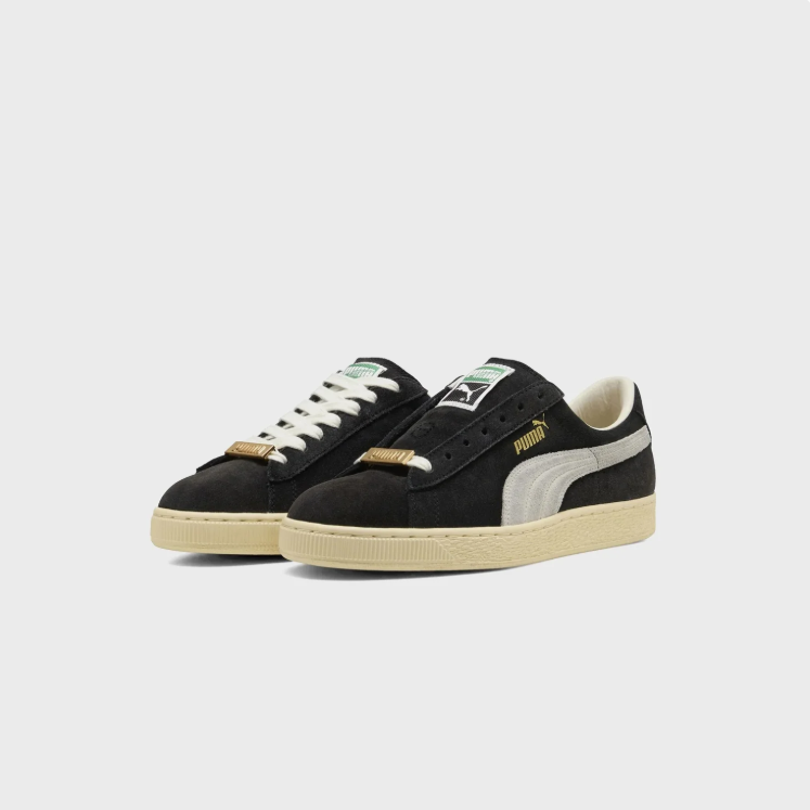 PUMA Black & White Low-Top Sneakers with Cream Sole