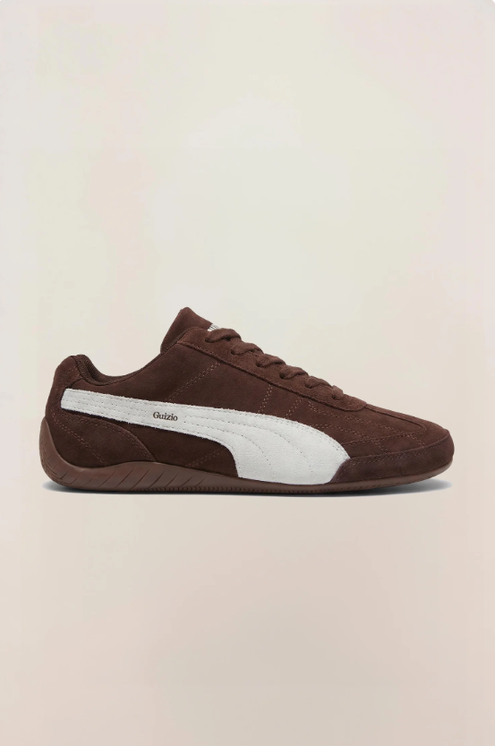 PUMA x Guizio Brown & White Low-Top Sneakers