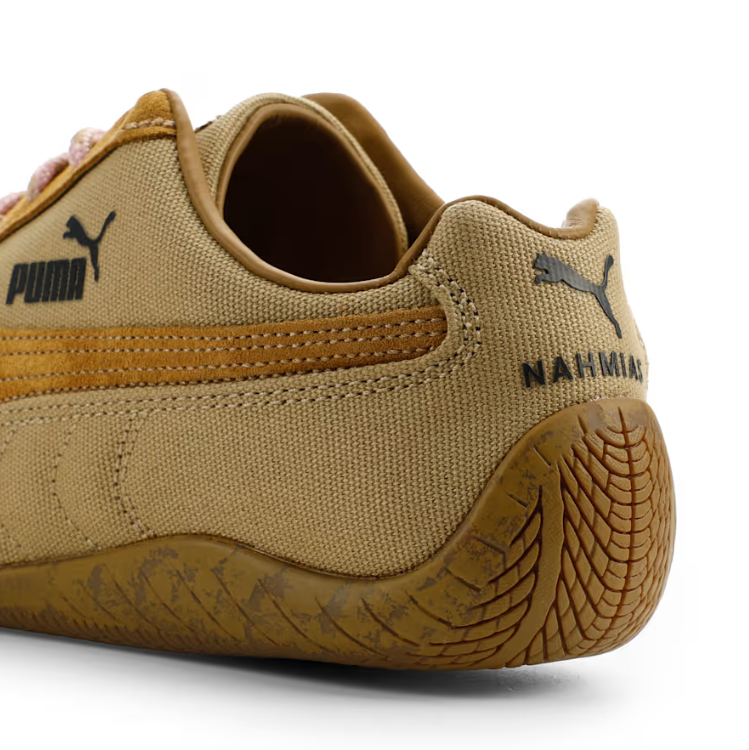 PUMA Low-Top Sneakers  Sand & Golden Tan with Pink Laces