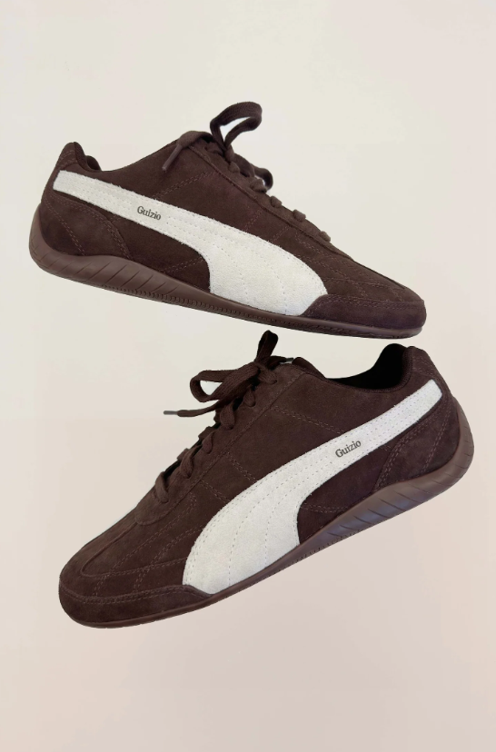 PUMA x Guizio Brown & White Low-Top Sneakers