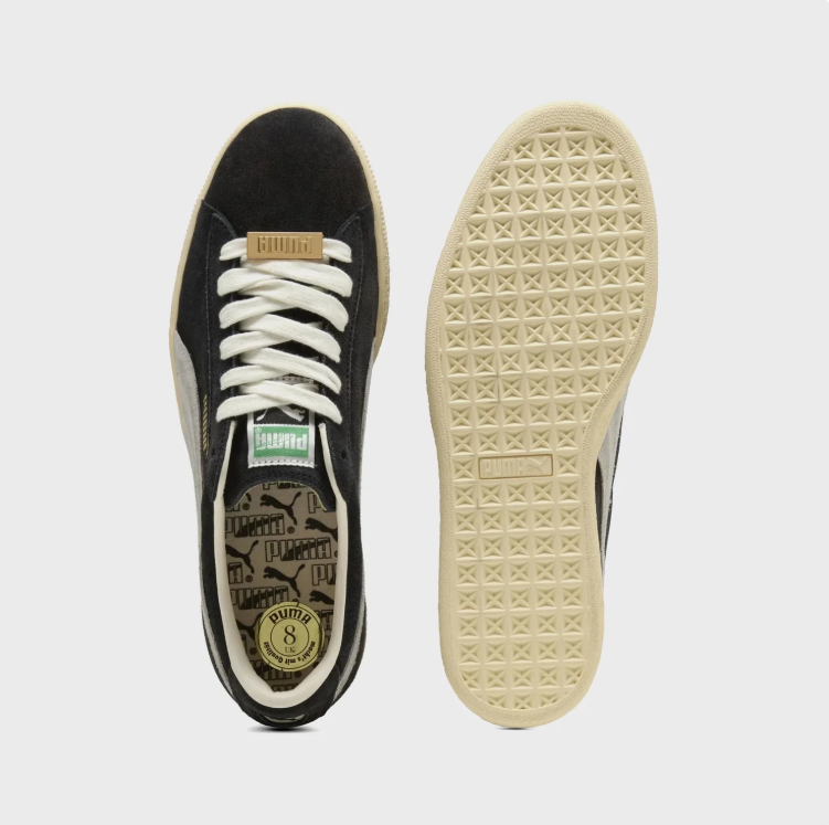 PUMA Black & White Low-Top Sneakers with Cream Sole