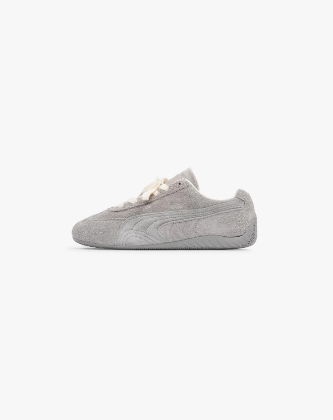 PUMA Light Grey Low-Top Sneakers with Cream Laces