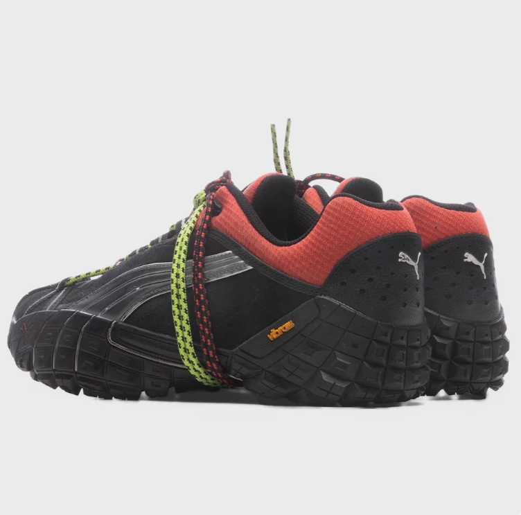 PUMA Black and Red Sneakers with Neon Rope Laces